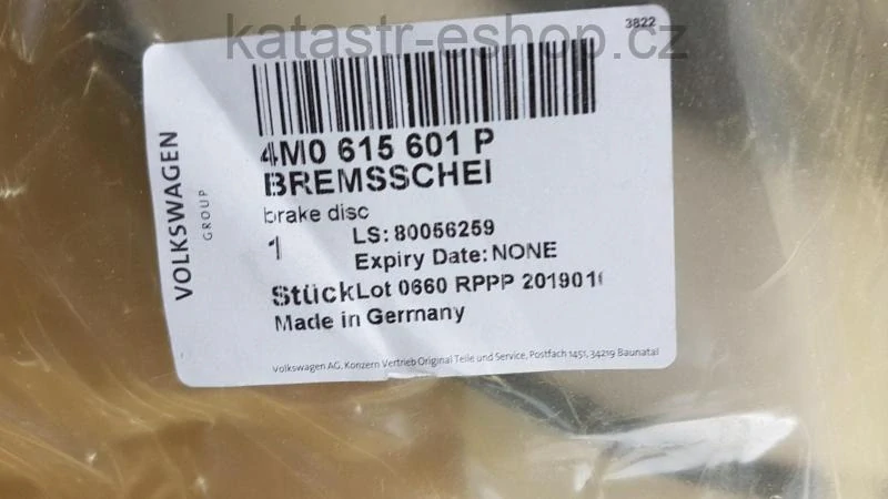 Brzdový kotouč AUDI, Volkswagen 4M0615601P, NOVÝ ORIGINÁLNÍ DÍL, dodání 6-10dní