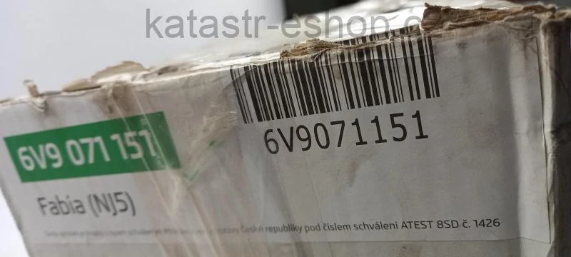 6V9071151 příčný střešní nosič (příčníky) pro vůz Škoda Fabia III Combi, Nový originální díl